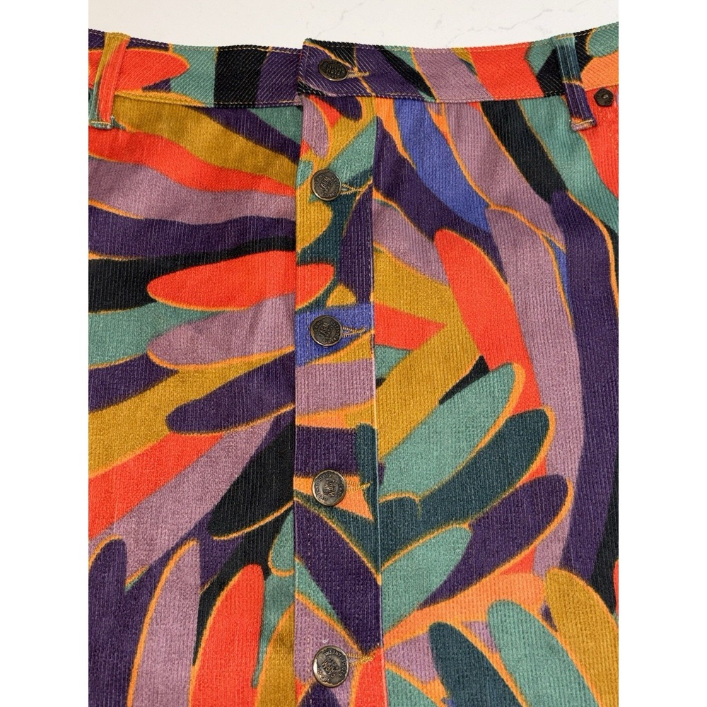 Farm Rio Kiki Multi Color Corduroy Button Up Mini Skirt Size Large - Picture 3 of 8